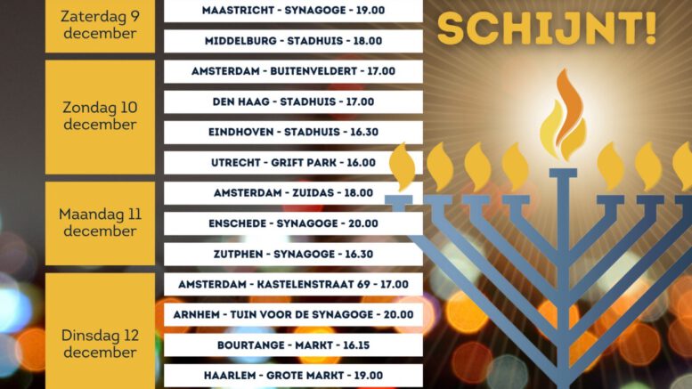 Alle Chanoeka vieringen 2023 De strijd is van Adonai JHWH. Belijk alle chanoekavieringen deze week.