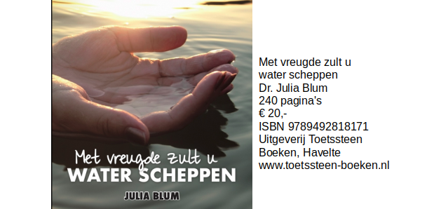 Metvreugde 'De Hebreeuwse Schrift bevat schatten, die bij het vertalen naar de westerse talen verborgen raken', schrijft Julia Blum in de inleiding van dit informatieve boek. Zij is afkomstig uit Letland, en met haar Man Victor naar Israël geëmigreerd. Daar zijn zij actief in Messias-belijdende gemeenten, het Israel Institute of the Bible, en het Comité Gemeentehulp Israël. In het boek legt zij in 50 korte hoofdstukken opmerkelijke Hebreeuwse woorden uit, gevolgd door 50 korte hoofdstukken waarin zij de Oudtestamentische achtergrond van Nieuwtestamentische verhalen verduidelijkt. Helaas bevat het boek veel taalfouten.