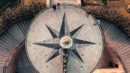 aerial photography of compass-themed terrace