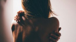 close photo of woman's back