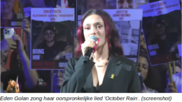 OctoberRain Eden Golan, de Israëlische deelneemster aan het Eurovisie Songfestival, bracht haar oorspronkelijke lied 'October Rain' voor het eerst ten gehore sinds ze met een 'gekuiste' versie van dit lied met de titel Hurricane deelnam aan de wedstrijd.