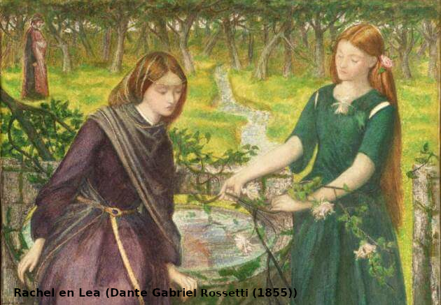 Genesis29 The Rivalry between Rachel and Leah Jakob was smoorverliefd op de mooie Rachel. Hij was zwaar teleurgesteld, toen hij werd bedrogen met haar oudere zuster Lea. Toch koos God voor Lea om haar tot de belangrijkste stammoeder van zijn volk te maken.