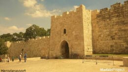 Herodespoort 283421 Aan de noordoostkant van de Oude Stad bevindt zich de Herodespoort, die ook Bloemen­poort wordt genoemd. De poort vormt de verbinding tussen de moslimwijk en de tempelberg, en de wijken ten noorden van de muur.